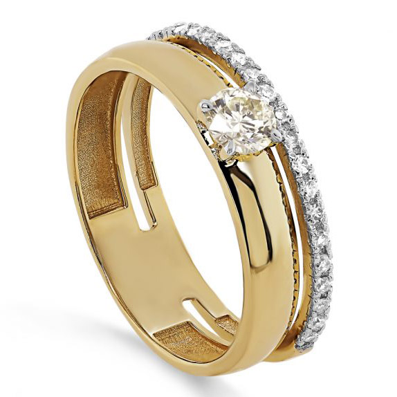 Кольцо, золото, бриллиант, желтый, 1-2573-10900